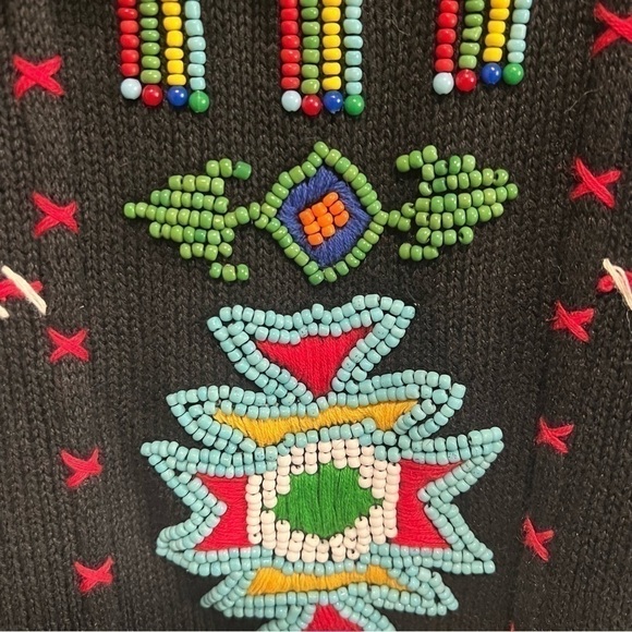 Vintage Victoria Jones Beaded Cowl Neck, Fringe Black Sweater, New with Tags - Picture 4 of 6